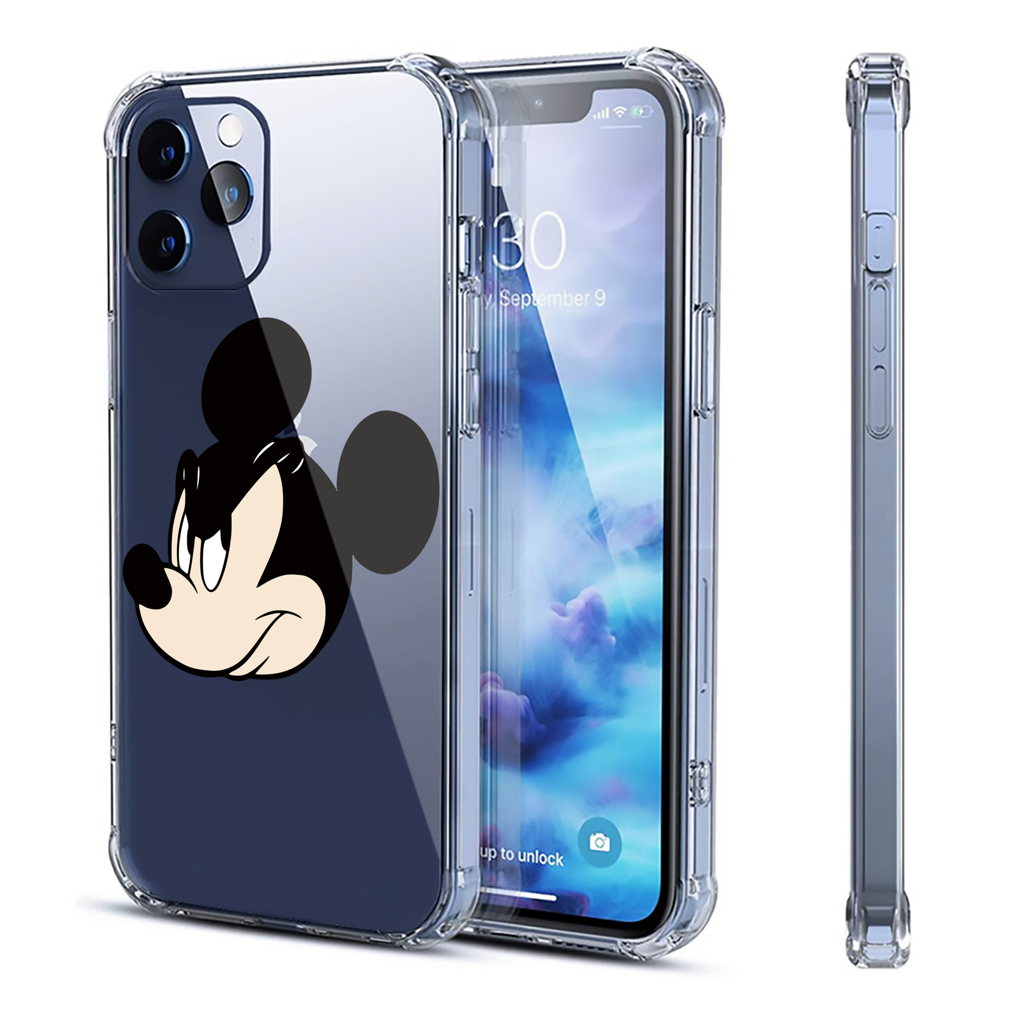 （画像用） ミッキーマウス Mickey Mouse 【iPhone 12シリーズ対応】透明スマホケース（クリアソフトケース）